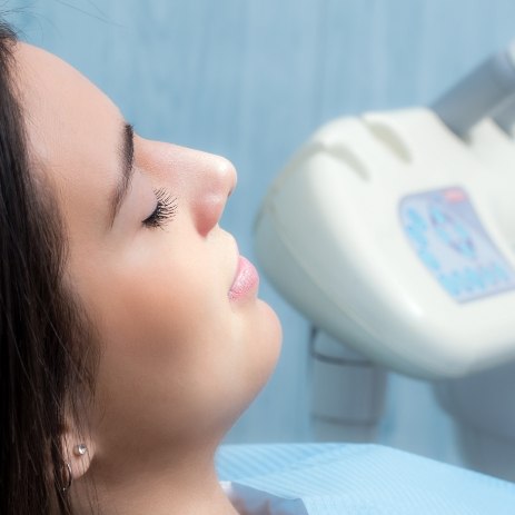 Woman replacing during sedation dentistry visit