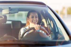 a patient driving after a dental appointment